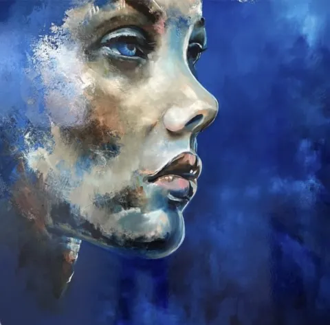 Storge - 100x100cm Storge — Peinture à l'huile originale (original oil painting) — Série des visages évanescents par Olivier Talon, French painter à L'Isle-sur-la-Sorgue
