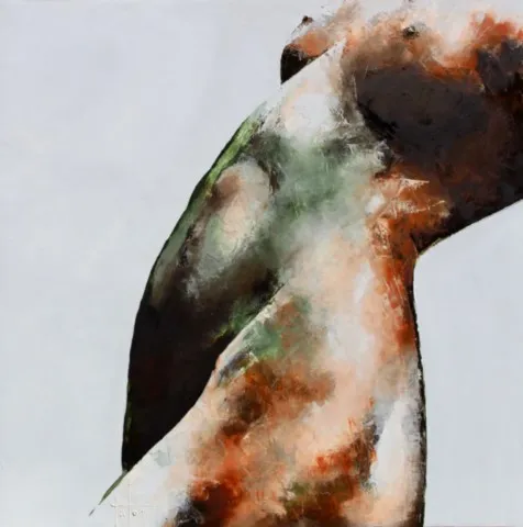 To face - 100x100cm To face — Peinture à l'huile originale (original oil painting) — Série des visages évanescents par Olivier Talon, French painter à L'Isle-sur-la-Sorgue